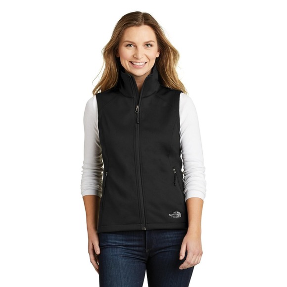 The North Face Jackets & Blazers - The North Face Black Full Zip Windwall Vest Womens XL Classic AWARE EMBROIDERY